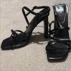 Zara Elegant Black Heeled Sandals